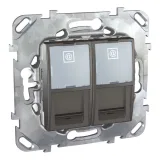 Розетка 2xRJ45 Cat.6 Schneider Electric UNICA TOP, графит