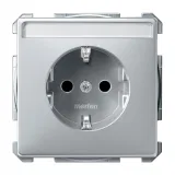 Розетка Schneider Electric MERTEN SYSTEM DESIGN, скрытый монтаж, с заземлением, со шторками, алюминий