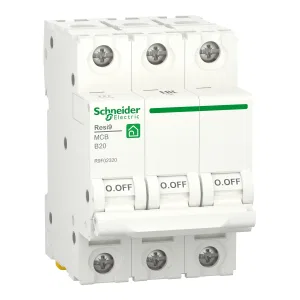 R9F02320 Автоматический выключатель Schneider Electric Resi9, 3 полюса, 20A, тип B, 6kA (ШНАЙДЕР) R9F02320 Автоматический выключатель Schneider Electric Resi9, 3 полюса, 20A, тип B, 6kA (ШНАЙДЕР)